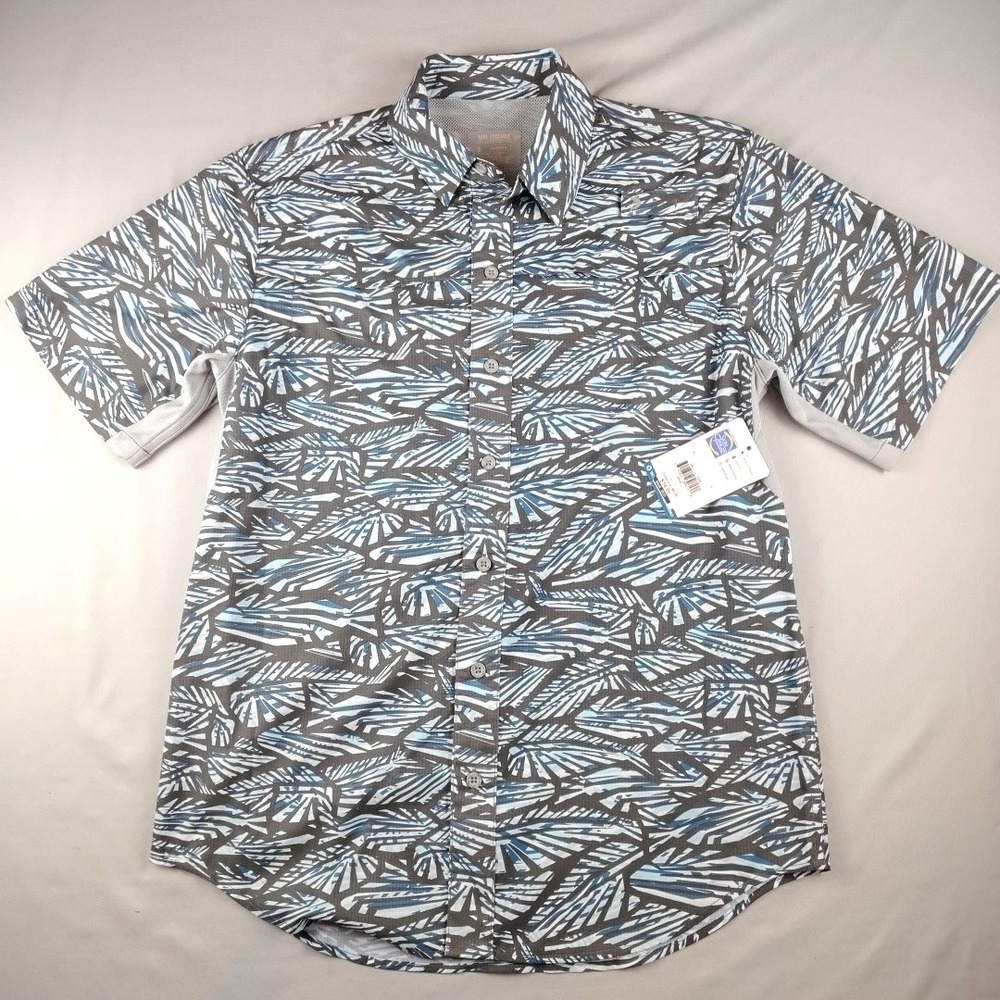 Reel Legends Mariner Men's Small Short Sleeve Fishing Shirt Blue Gray Vented NWT